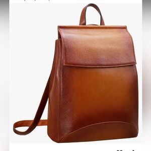 Heshe Womens Leather Backpack Casual Style Flap Backpacks Daypack for Ladies